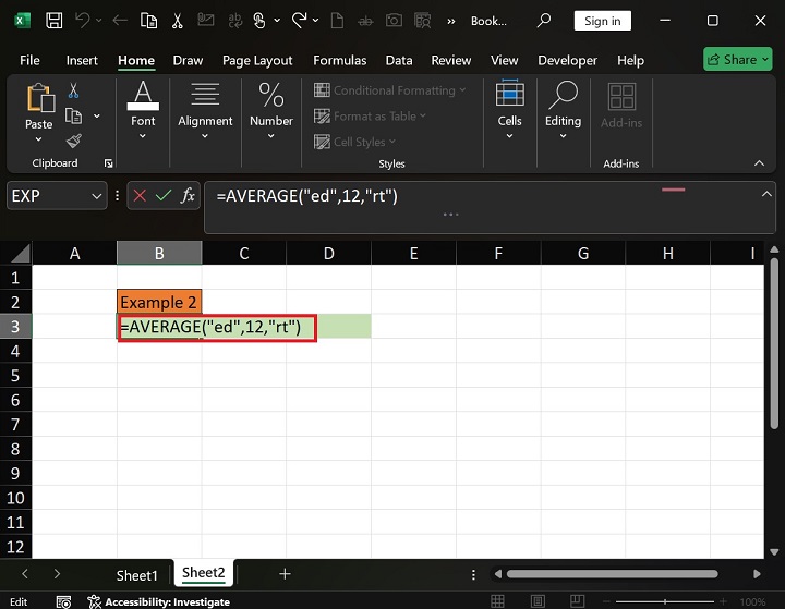 AVERAGE Function in Excel 6