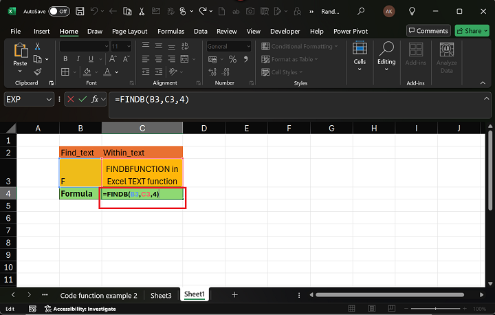 FINDB Function 2