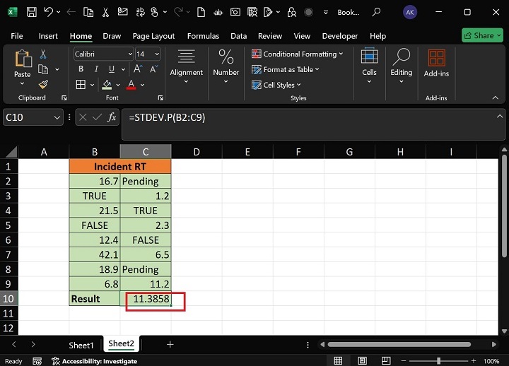 STDEV.P Function4