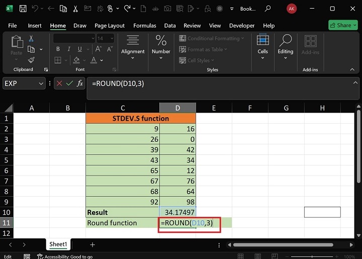 STDEV.S Function3