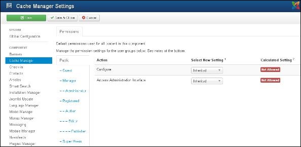 Joomla Cache Management