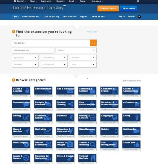 joomla Help Menu