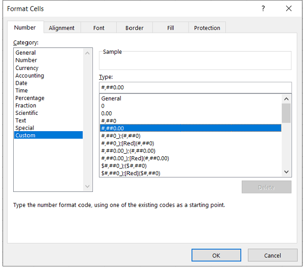 Format Cells