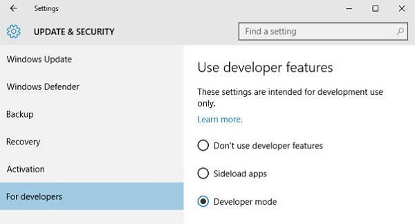 Developer Mode