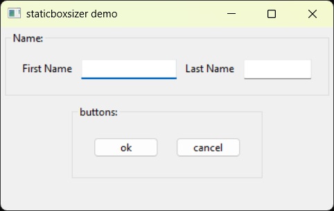 StaticBoxSizer Output