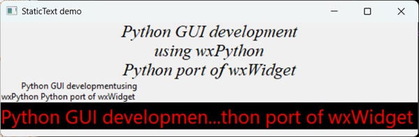 StaticText Output